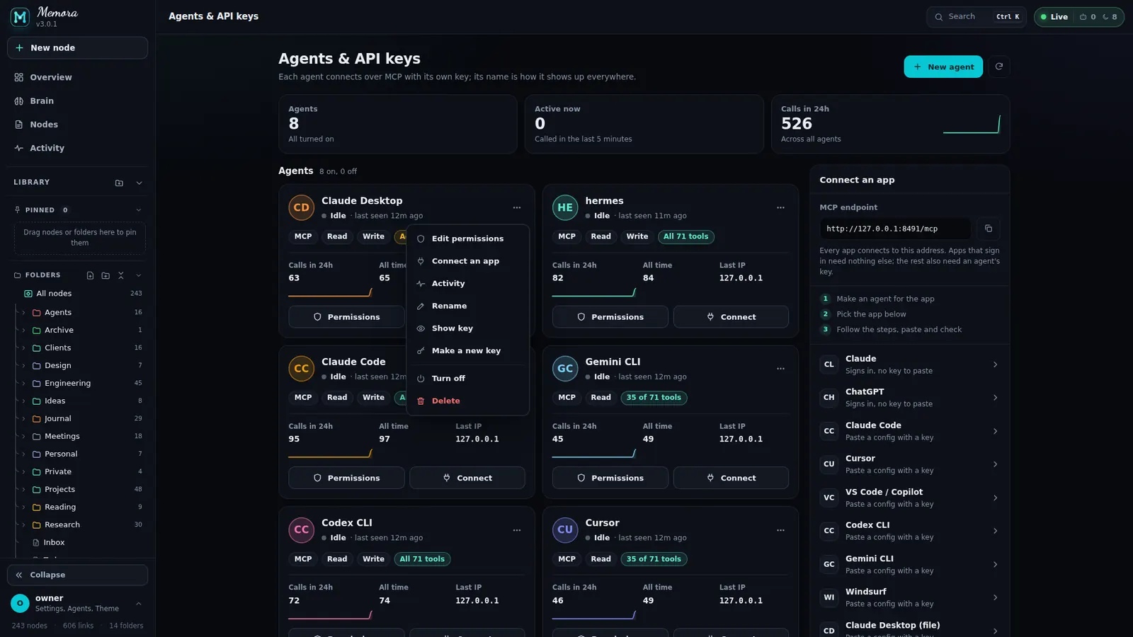 Agent menu