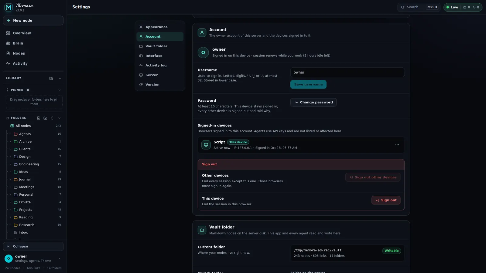 Settings: Account & devices
