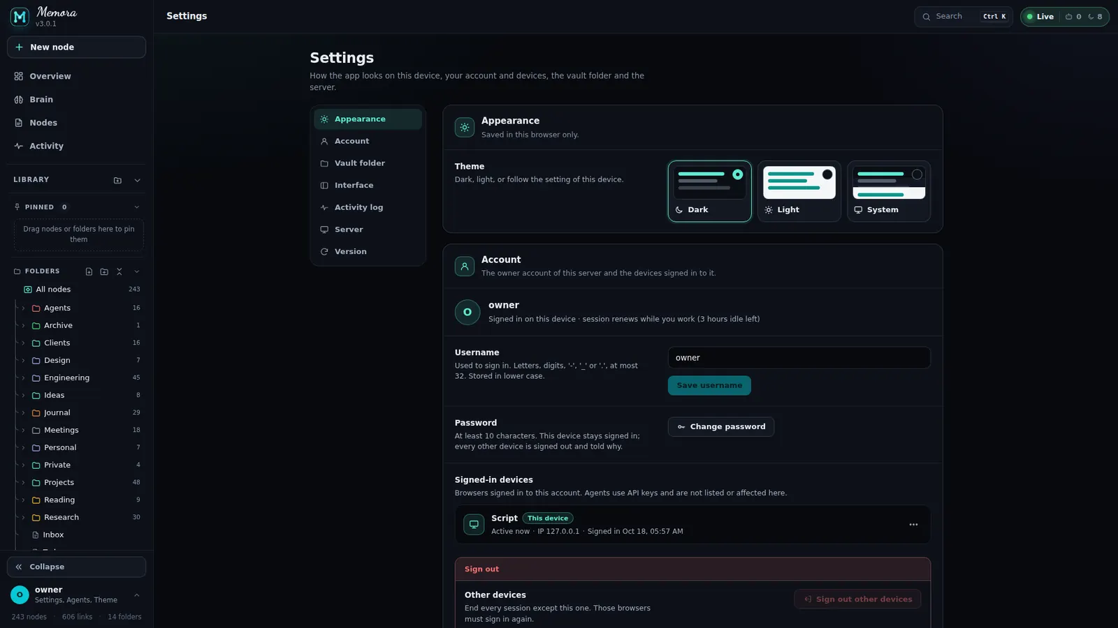 Settings: Appearance