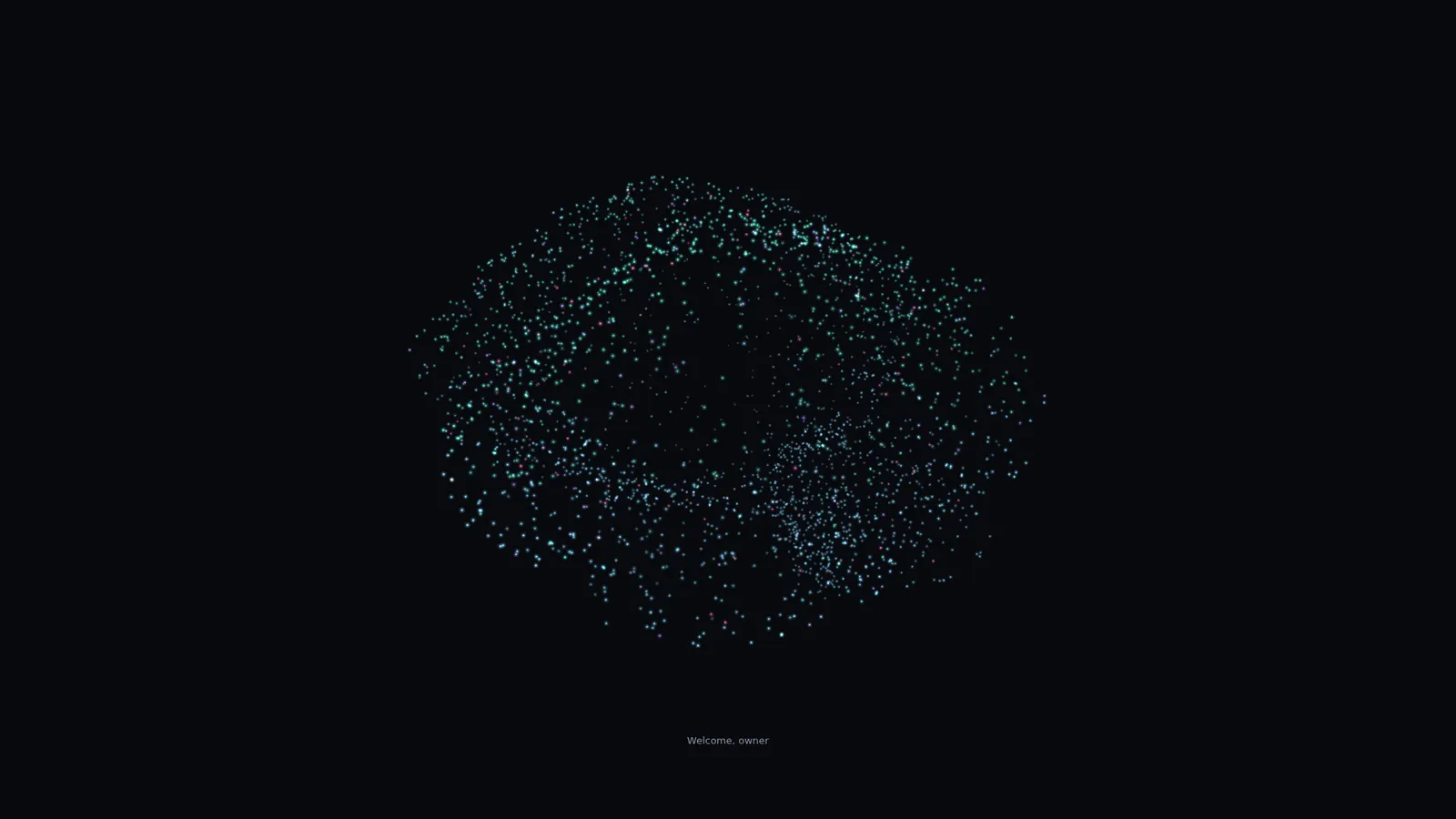 Boot splash: the M mark made of particles